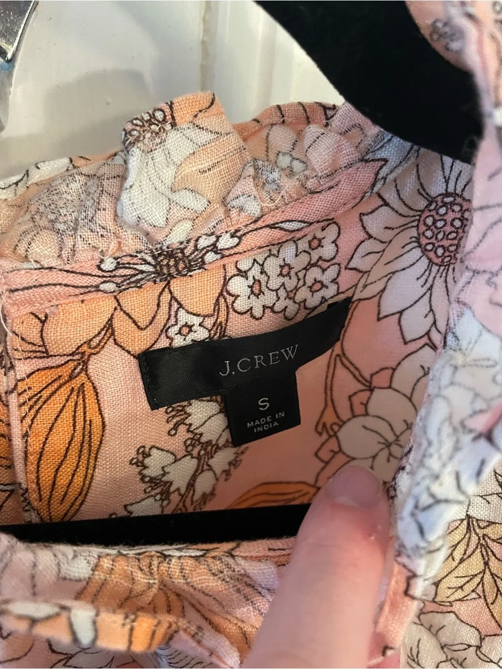 J Crew Smocked Puff-sleeve 100% Linen Top in Zinnia Floral Women's Small